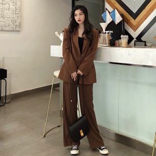 (Order) SET ÁO BLAZER OVERSIZE QUẦN RỘNG ULZZANG (ảnh thật)
