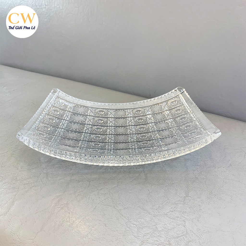 Đĩa Pha Lê Tiệp Khắc Mài Khắc Hoa Văn Bông Tuyết 66734/57/330