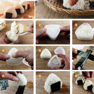 Set 2 Khuôn Làm Cơm Cuộn Hình Tam Giác Bằng Nhựa Pp Chống Dính Tiện Dụng