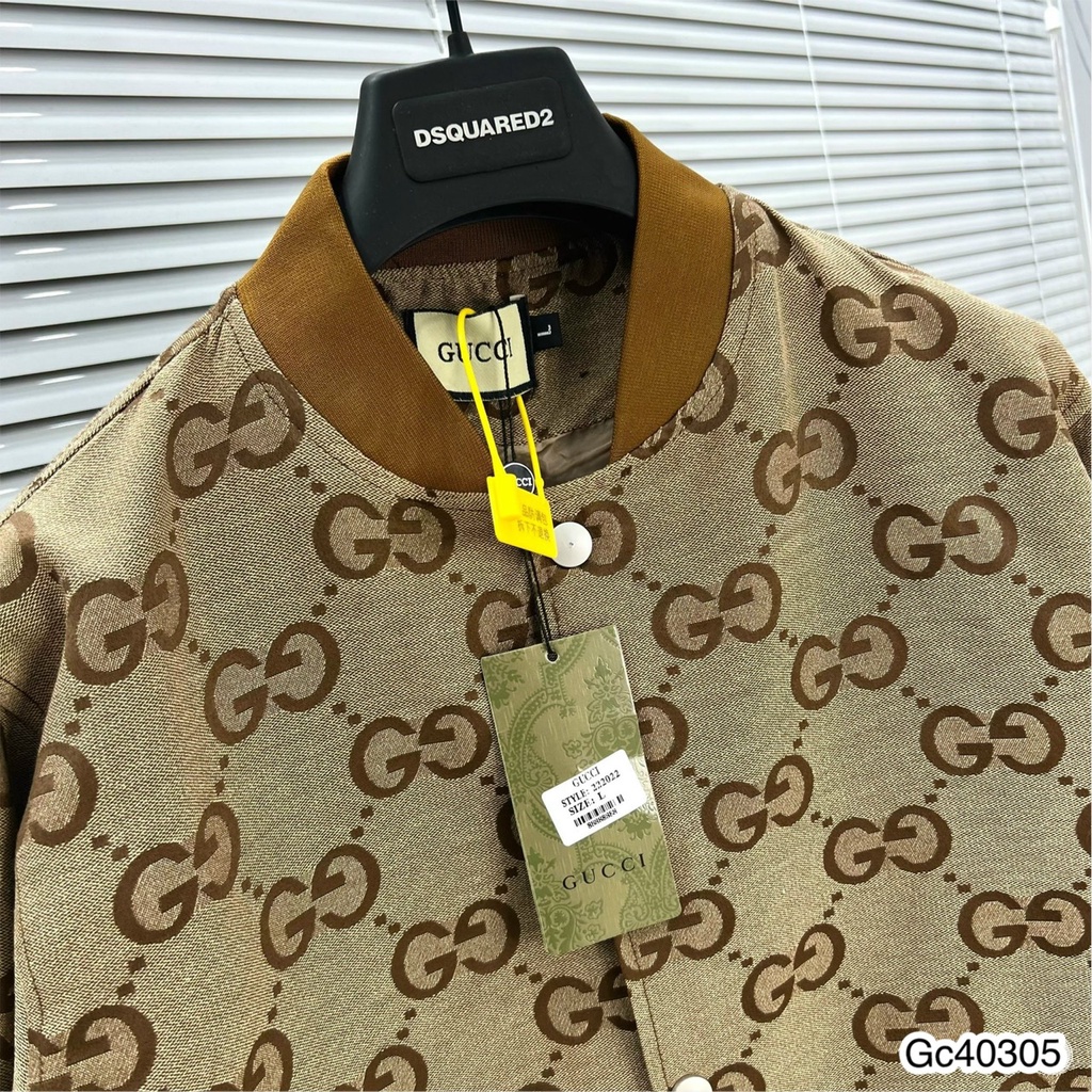 Áo Khoác Bomber Nam Gc Màu Nâu Phối Họa Tiết Dập Vân - Áo Khoác Bomber GC Cao Cấp Dành Cho Nam DT STORE MENWEAR