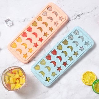 Khay đá silicone hình trái tim có nắp đậy Khuôn làm gia dụng Star Moon Ice Cube Hộp thực phẩm bổ sung đông lạnh