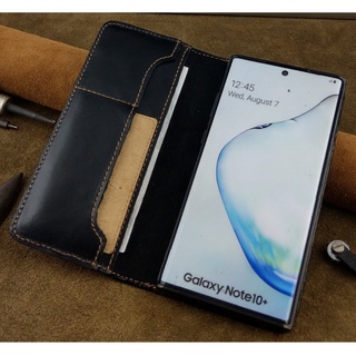 Bao Da Samsung Note 10 Plus Handmade Cổ Điển Da Bò Thật