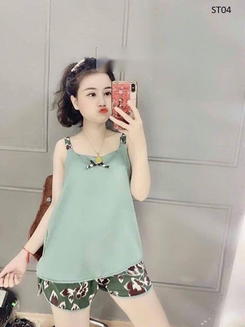 (Ảnh,video thật) Bộ Lụa Quần Đùi 2 Dây siêu xinh