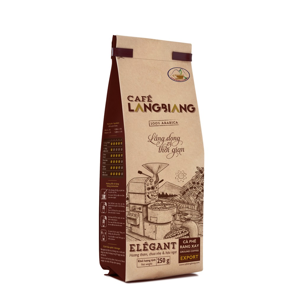 Cafe Langbiang Elegant, 250g, túi kraft