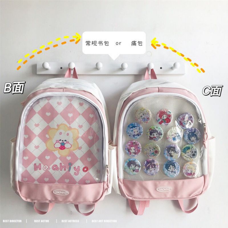 Balo vải chống nước balo đựng doll có sẵn tấm lót itabag ulzzang kích thước lớn đi học phong cách hàn quốc