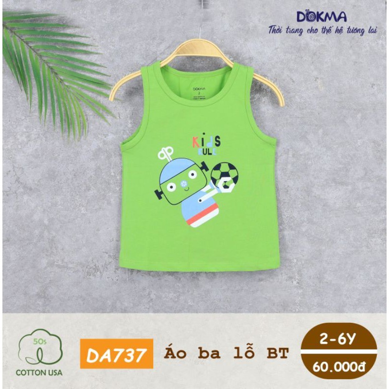 [FAFRINW05 giảm tối đa 30k đơn 150k]Áo ba lỗ bé trai Dokma DMA737 2-6Y