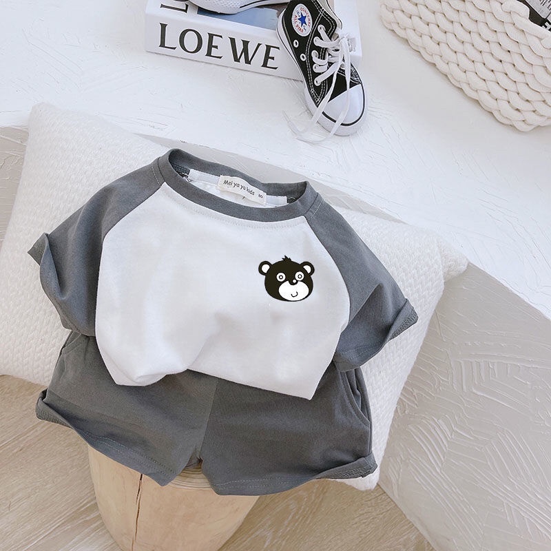 Set Áo Thun Cotton Ngắn Tay Form Rộng Họa Tiết Hoạt Hình Và Quần Short Thời Trang Mùa Hè Cho Bé Trai