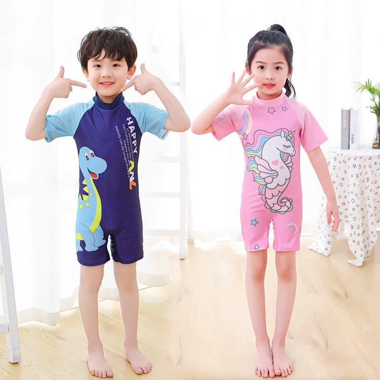 ❁☌¤Bộ bơi bikini liền thân 3-8 tuổi cho bé trai gái hoạt hình cộc tay ngộ nghĩnh đáng yêu