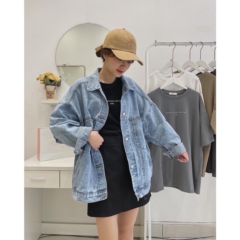 Áo Khoác bò Ulzzang dáng thụng trơn - jeans