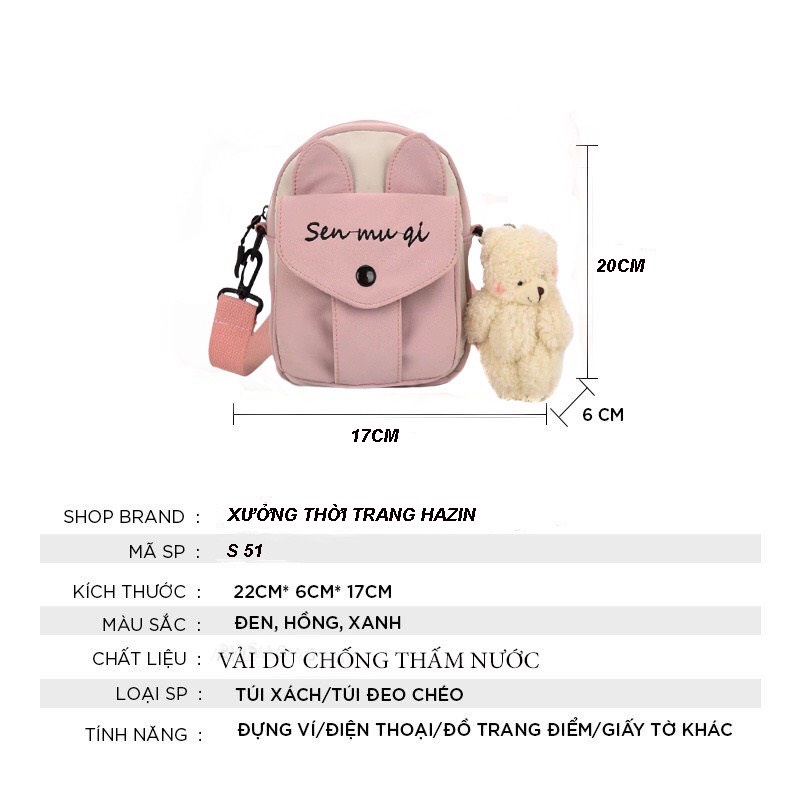 Túi đeo chéo mini dễ thương Túi vải Ulzzang Hàn Quốc
