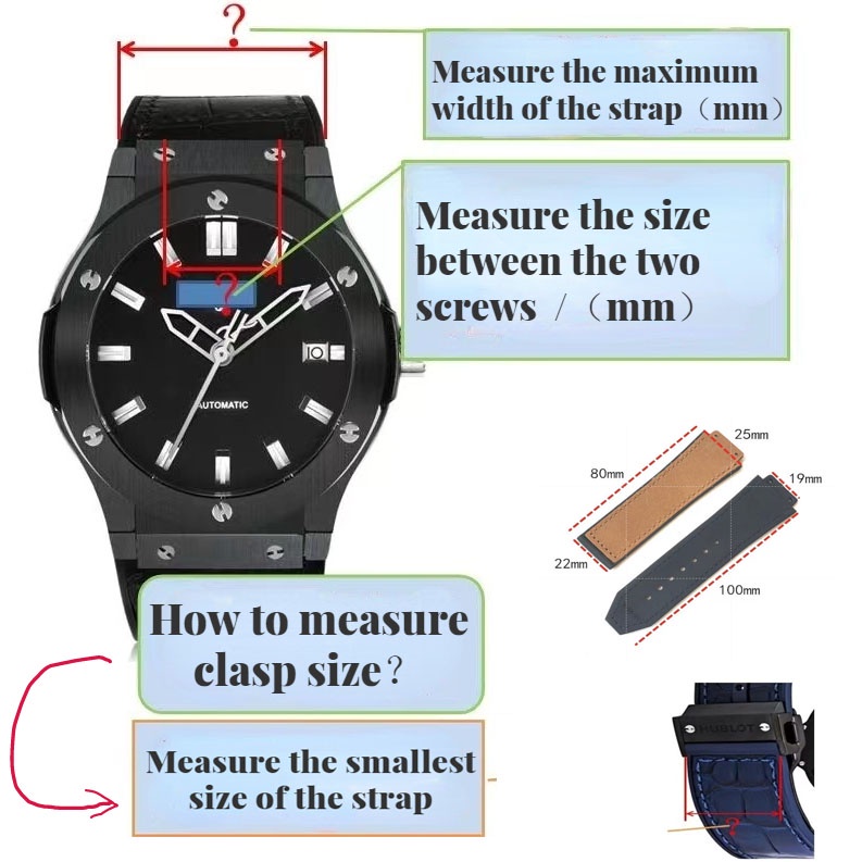Dây Đeo Đồng Hồ Bằng Da Và Silicon Nhám 22mm Thay Thế Cho Hublot 25 * 19mm