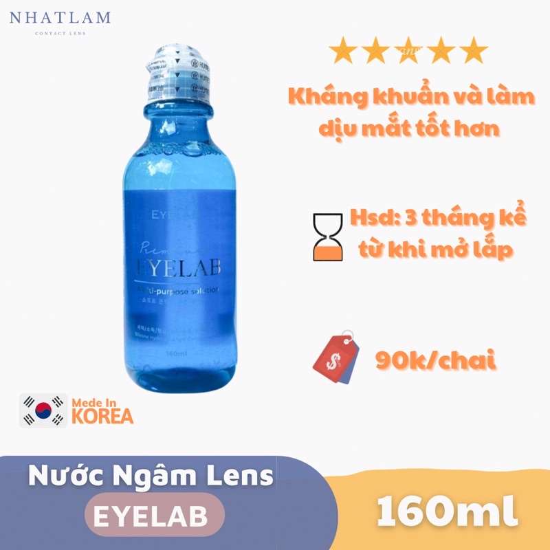 Nước Ngâm Kính Áp Tròng Kháng Khuẩn Dịu Nhẹ EYELAB 160ml | ngâm lens Làm sạch và cấp ẩm tốt hơn