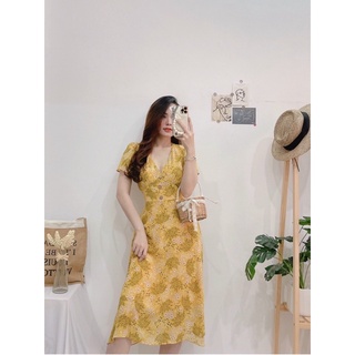 Đầm hoa 🌵Đầm suông hoa cổ V