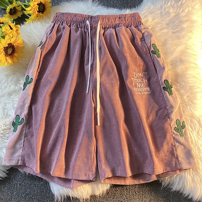 Quần Short Thể Thao Ống Rộng Có Dây Rút Thêu Họa Tiết Nhiều Màu Sắc Phong Cách Hip hop Dành Cho Nam