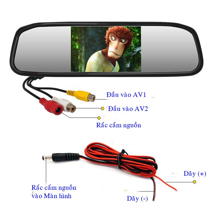 Bộ màn hình Gương  4.3"  BSJ-430 và Camera lùi 4 Led siêu nét cho Ô tô