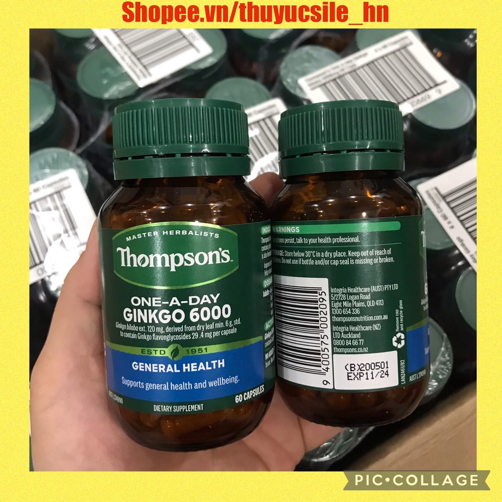 Viên Uống Bổ não Ginkgo Biloba Thompson's 6000mg Úc 60 Viên