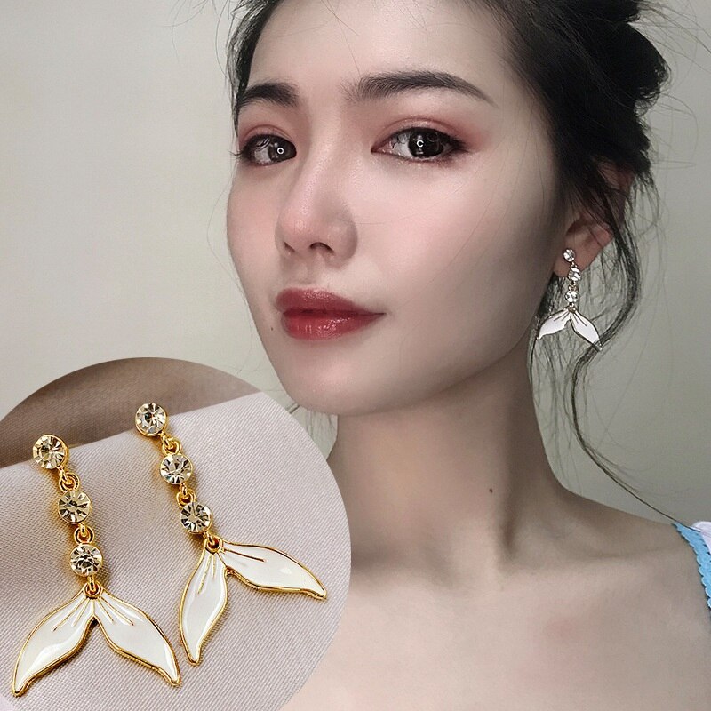 Elegant Rhinestone Butterfly Earrings Korean Style Sweet Earring Stylish Dangles #5040