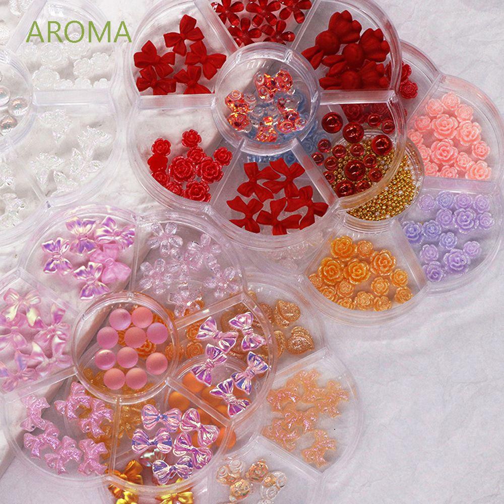 [Hàng mới về] Hộp phụ kiện trang trí móng tay thiết kế 7 ngăn hình hoa hồng/ gấu/ bướm/ hoa 3d độc đáo thời trang