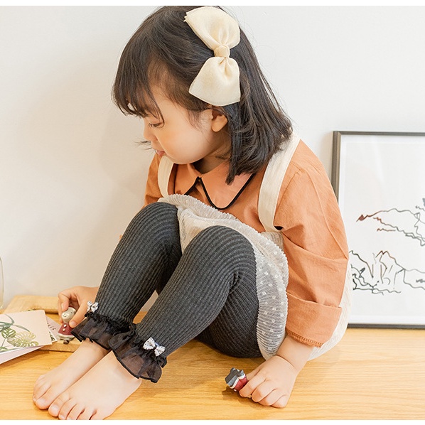 Quần legging  đính nơ cho bé gái 0-3.5 tuổi tiện lợi