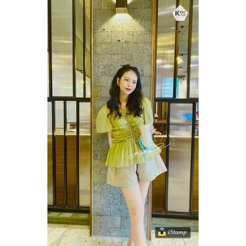 Áo Tơ Xếp Bèo Eo dáng babydoll -tay bồng tiểu thư m136
