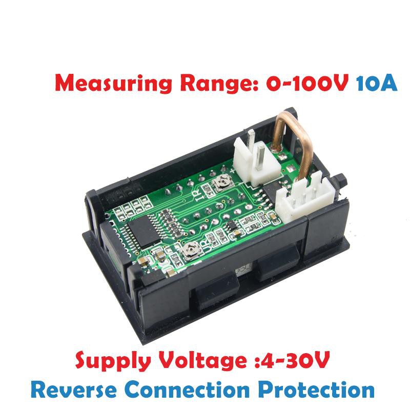 [Giá rẻ]0,28 inch Bốn chữ số Vôn kế kỹ thuật số Đồng hồ đo điện áp hiện tại 0-100V 0-10A