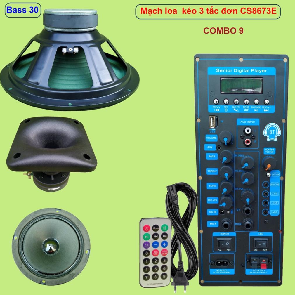 Mạch loa kéo 3 tấc đơn 3 đường tiếng CS8673E 130W LIVESTREAM - DSP lập trình chống hú, chỉnh Bass Treble Micro