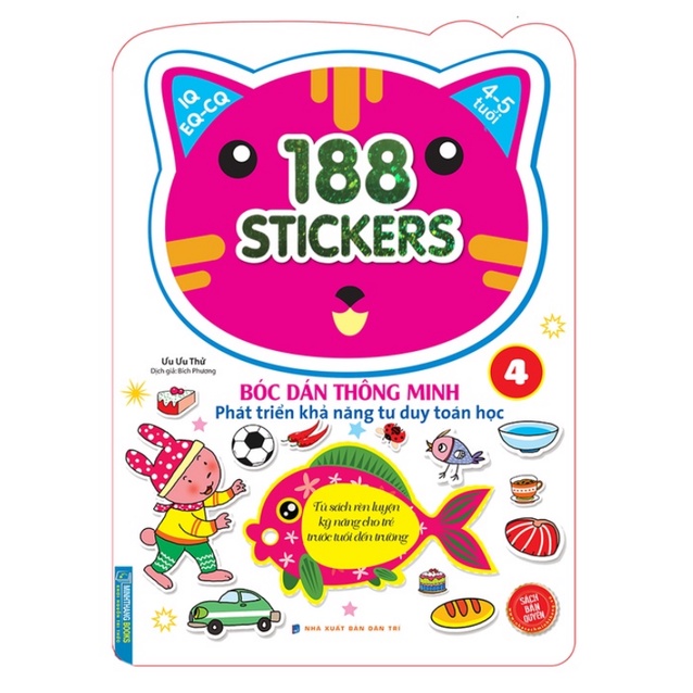 Sách - Combo 188 sticker (trọn bộ 6) Bóc dán hình thông minh phát triển khả năng tư duy toán học IQ EQ CQ (4-5 tuổi)