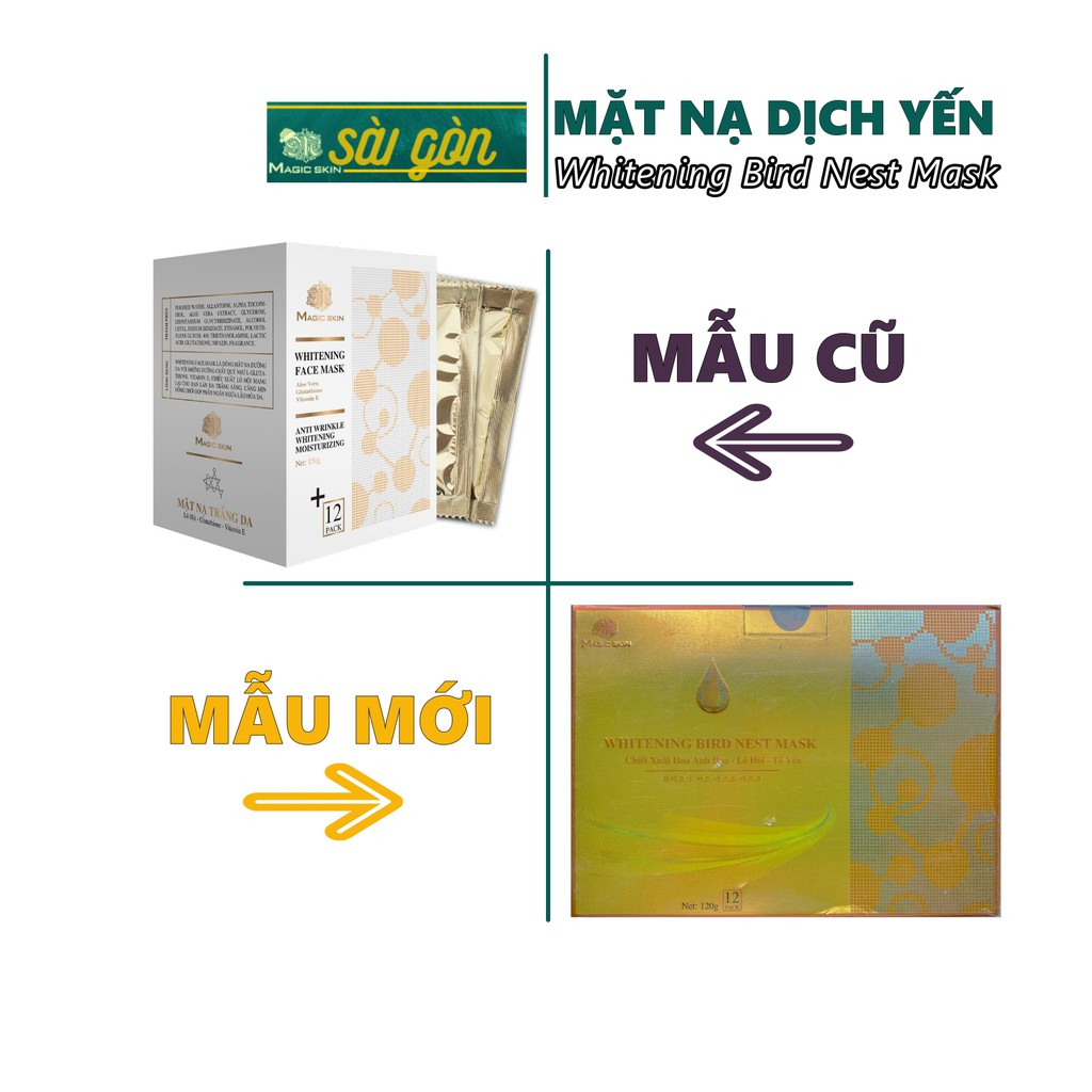 MẶT NẠ DỊCH YẾN [Hộp 12 gói] cấy trắng WHITENING BIRD NEST MASK Magic Skin [ MẪU MỚI ]