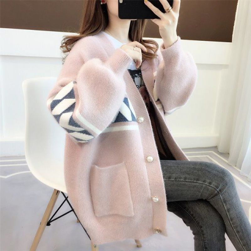Áo Khoác Áo Len Cỡ To Dệt Kim Cardigan Phong Cách Hàn Quốc Rộng Rãi Dễ Phối