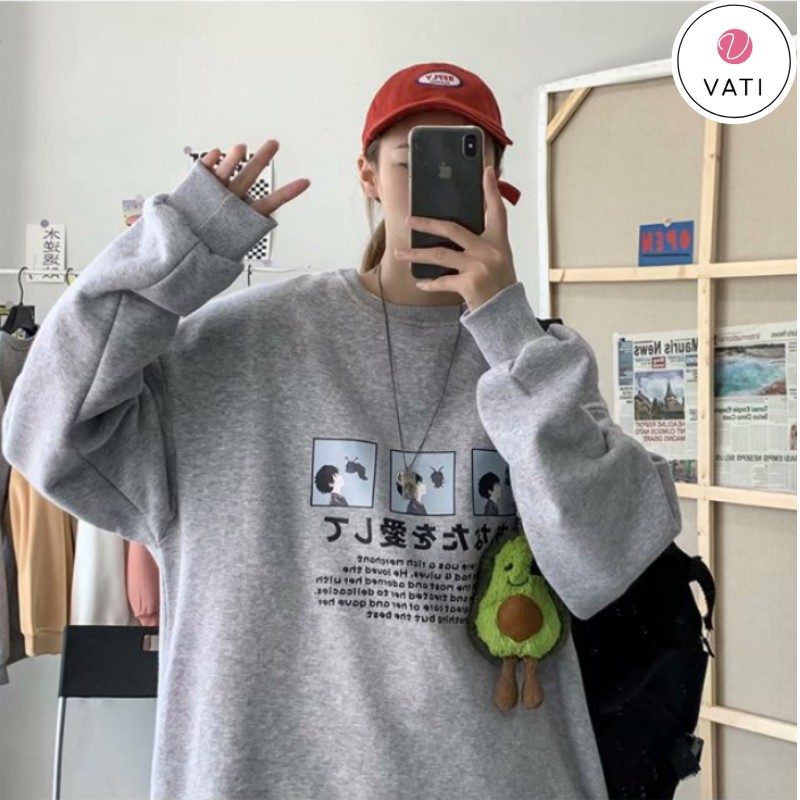 Áo Thun Nam Nữ Unisex Dài Tay, Áo Sweater Cổ Tròn Form Rộng 45kg-70kg Thời Trang Thu Đông Nhiều Màu - VATI Shop