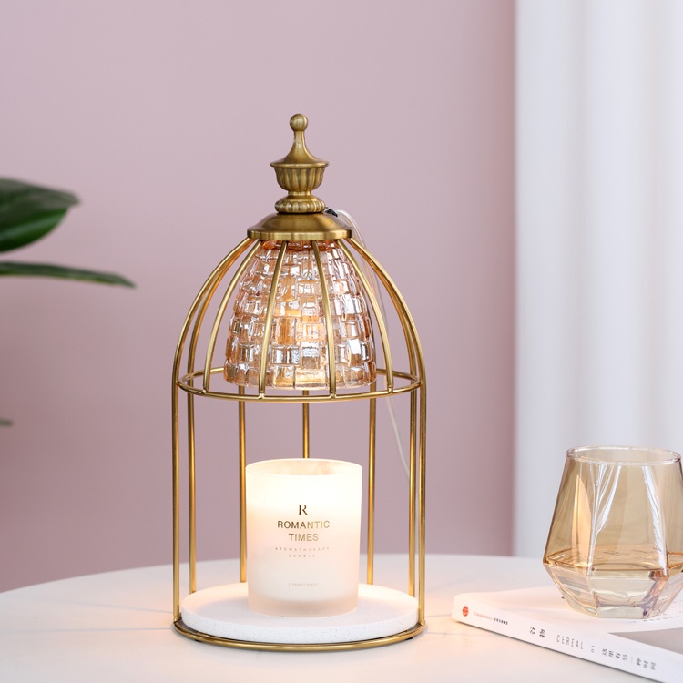 Đèn đốt nến thơm lồng chim có hẹn giờ - chỉnh sáng - tặng kèm 2 bóng