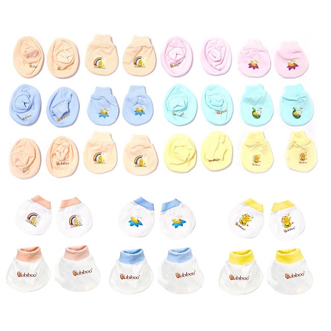 Bộ bao tay chân Cotton Babiboo màu/trắng cho bé BB57/BB84