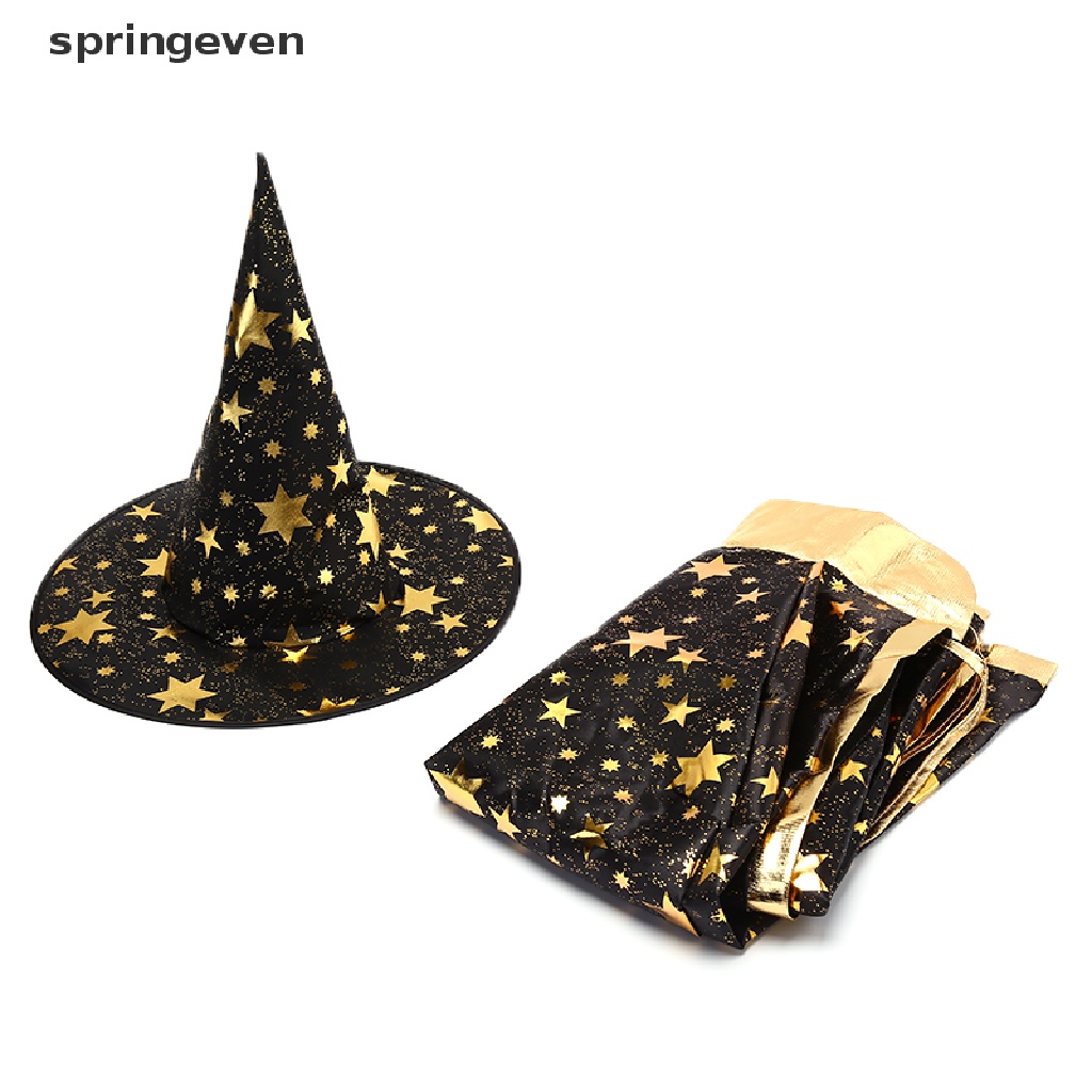 Set 2 món áo choàng và nón hóa trang phù thủy dịp Halloween cho trẻ em