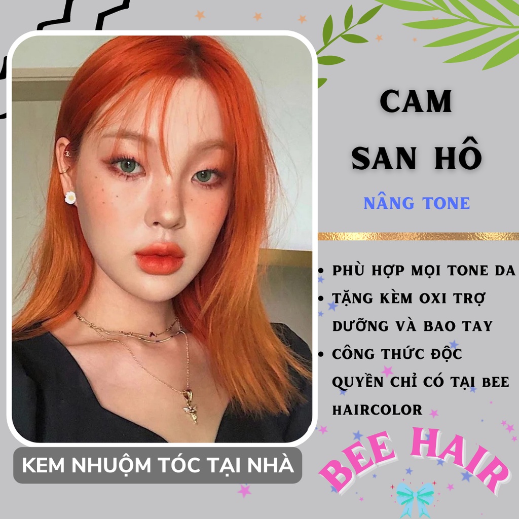 thuốc nhuộm tóc CAM SAN HÔ . màu nhuộm tóc tại nhà KHÔNG TẨY