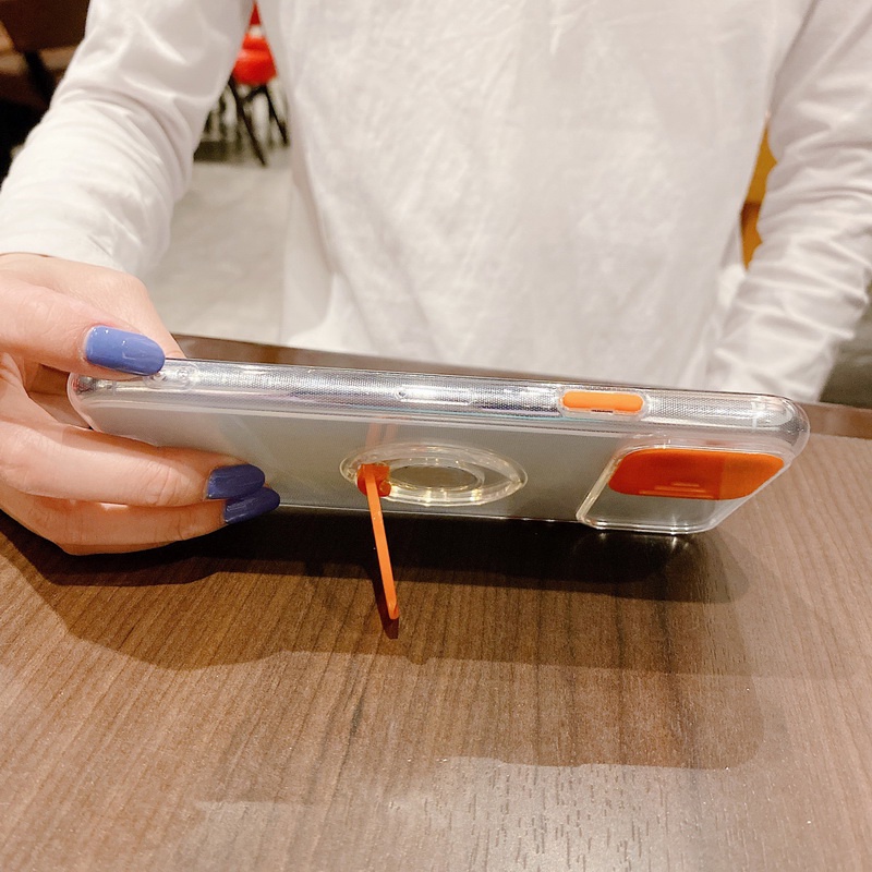 Ốp Điện Thoại Mềm Trong Suốt Chống Sốc Có Vòng Trượt Bảo Vệ Camera Cho iPhone 14 13 12 11 Pro Max X XS XR 8 7 Plus + SE 2020