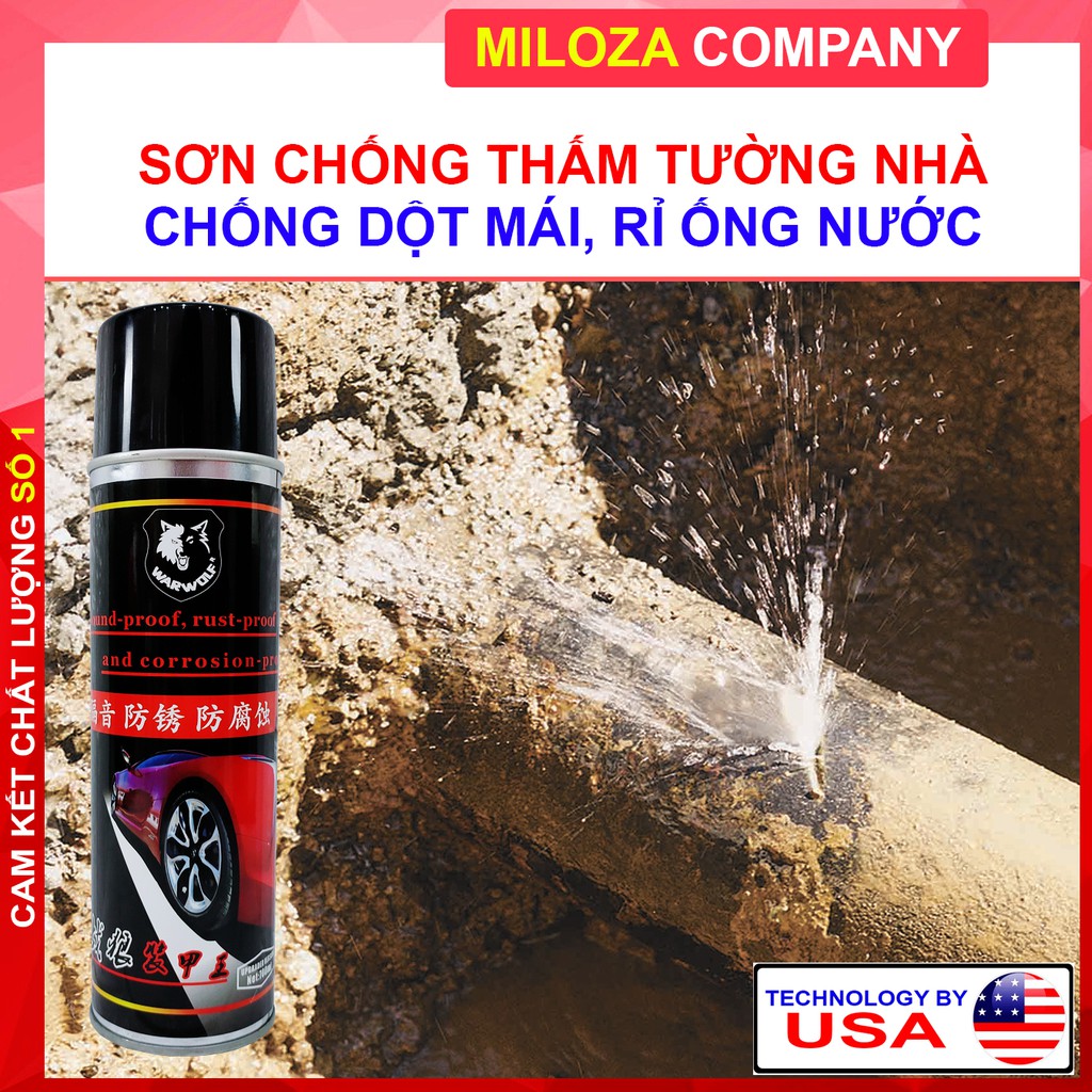 [MILOZA] Bình Xịt Chống Thấm Tường - Sơn Chống Thấm - Keo Chống Dột Mái Tôn - Ngói, Bể Cá, Đường Ống Rỉ Nước - WW 700ML