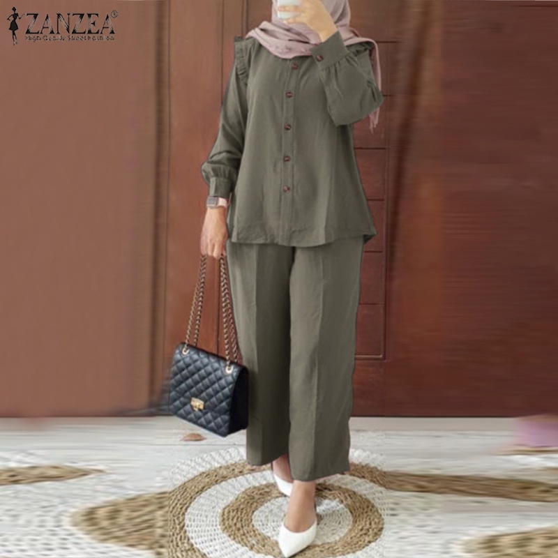 Zanzea Set Áo 2 Dây + Quần Dài Ống Rộng Thời Trang Nữ