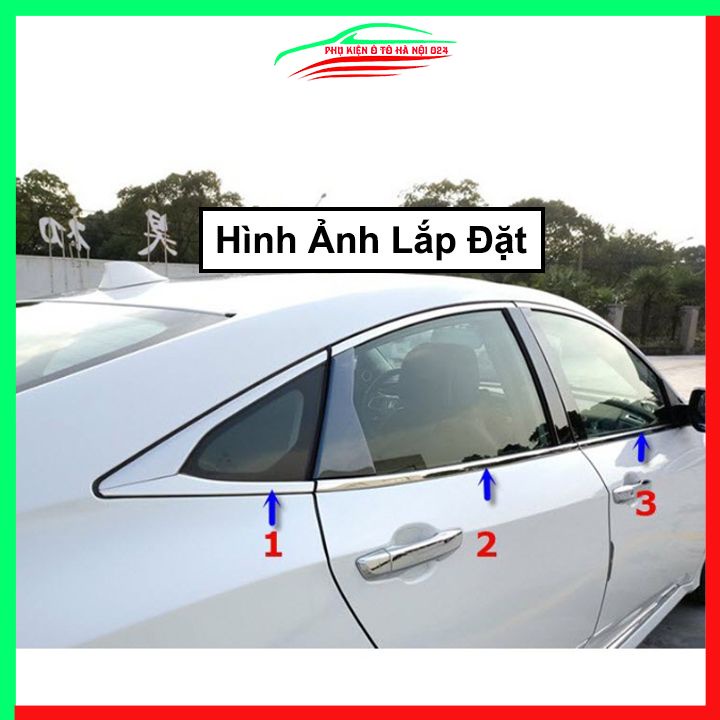 Bộ nẹp viền chân kính inox Honda Civic 2017-2021