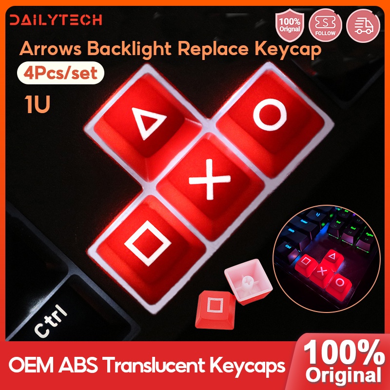 Kyecap Set 4 nút bấm điều hướng cho bàn phím cơ OEM Profile Cherry MX bằng ABS trong mờ có đèn nền
