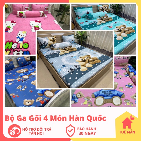 Bộ ga giường thun lạnh Hàn Quốc cute Xưởng Ga Gối Tuệ Mẫn - TM189