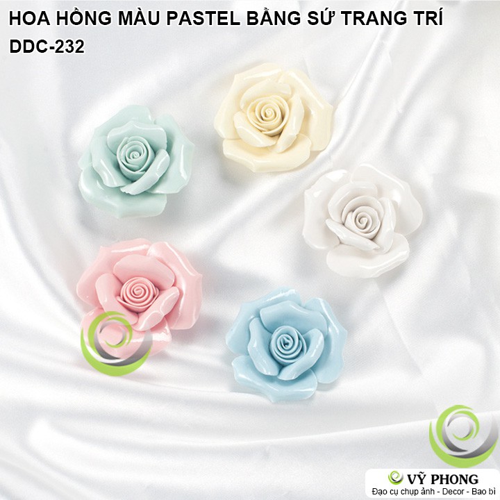 HOA HỒNG SỨ MÀU PASTEL PHONG CÁCH BẮC ÂU TRANG TRÍ TRƯNG BÀY ĐẠO CỤ CHỤP ẢNH SẢN PHẨM INS DDC-232