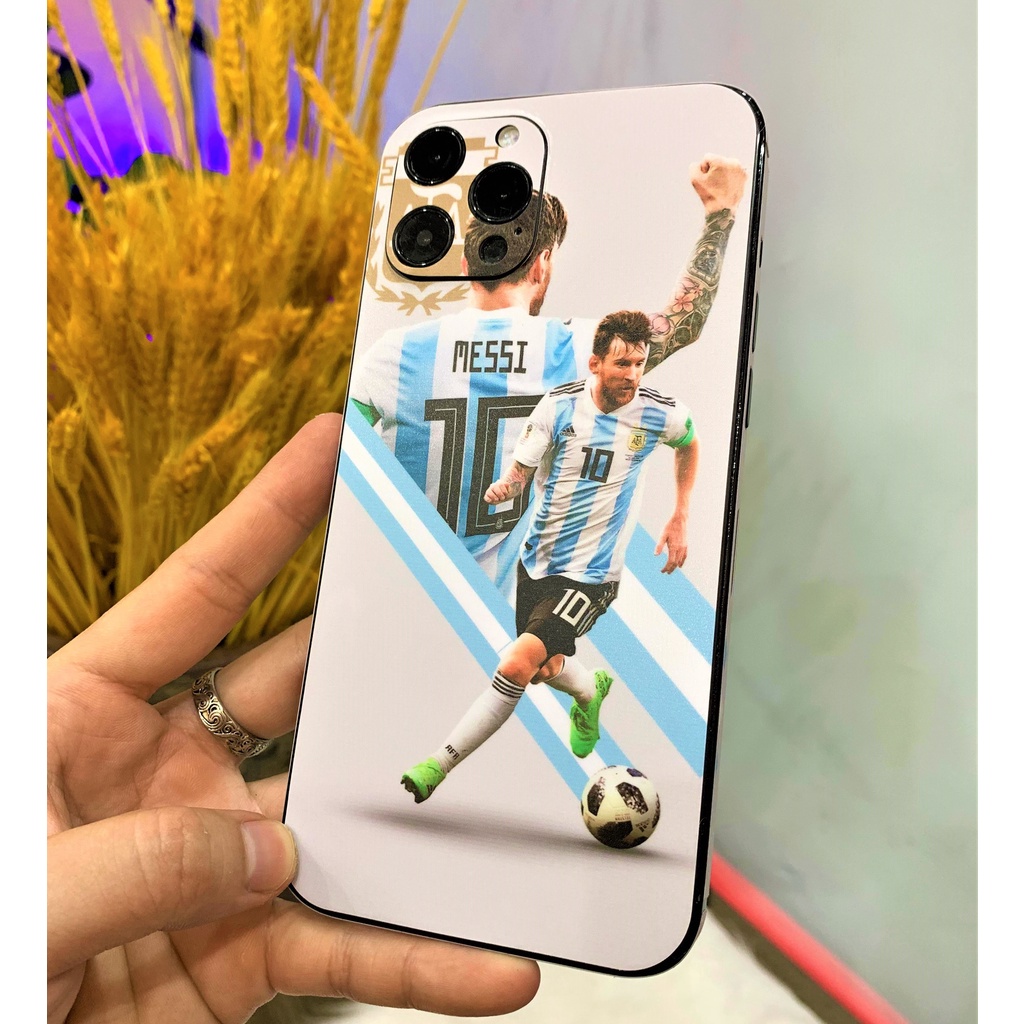 Dán điện thoại hình Messi, miếng Skin cho iphone 6/6s/7/7plus/x/xs/xsmax/11/12 và các dòng Android.
