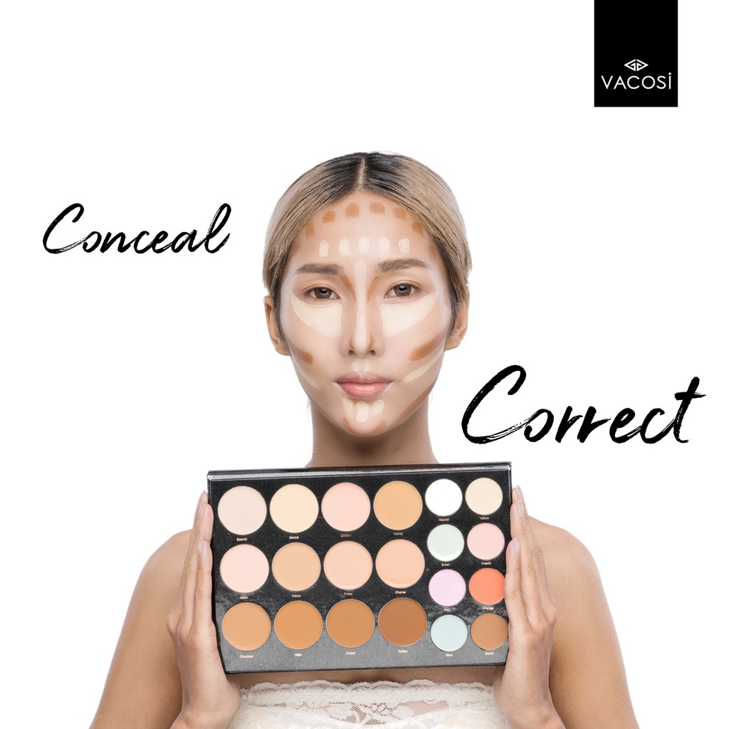 BẢNG CHE KHUYẾT ĐIỂM VÀ CHỈNH MÀU CHUYÊN NGHIỆP VACOSI 20 Ô - 20CC CONCEAL & CORRECT | BigBuy360 - bigbuy360.vn