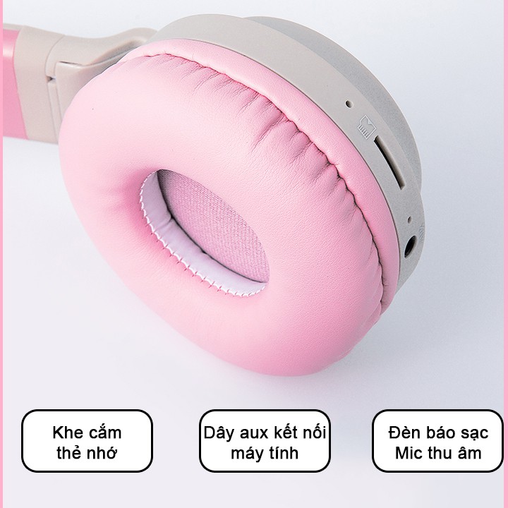 Tai Nghe Mèo Bluetooth Cao Cấp, Headphone Tai Mèo Đáng Yêu, Có Mic, Chống Ồn - Bảo Hành 12 Tháng.