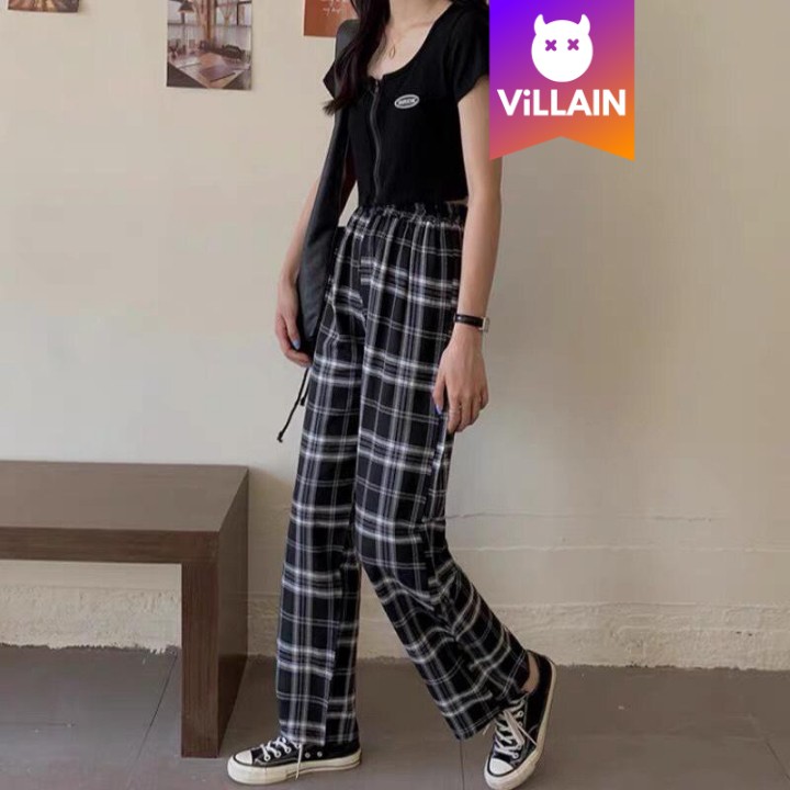 Quần Baggy Caro Plaid Ống Suông Rộng Unisex Nam Nữ - Villain | BigBuy360 - bigbuy360.vn