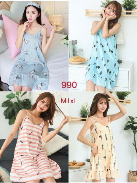 Váy ngủ hai dây hoạ tiết dễ thương | BigBuy360 - bigbuy360.vn