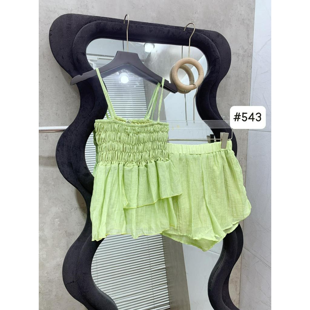 Sét đũi áo 2 dây chun ngực + quần sooc cạp chun 5 màu 543