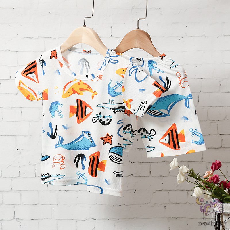 Set Áo Thun Tay Ngắn &amp; Quần Short Cho Bé Trai &amp; Gái