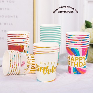 Set Cốc Giấy Sinh Nhật Mới Nhất 2021, Màu Sắc Độc Lạ Mắt AB28