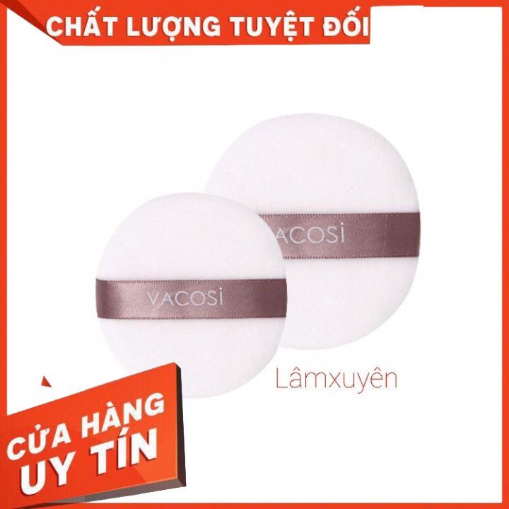 VACOSI MEDIUM WHITE ROUNG PUFF BP20_Bông phấn cotton khô tròn trung ( bịch 1 miếng)  bông phấn mềm mịn, dễ tán